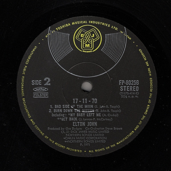 Elton John - 17-11-70 (Vinyl, LP, Album, Stereo)