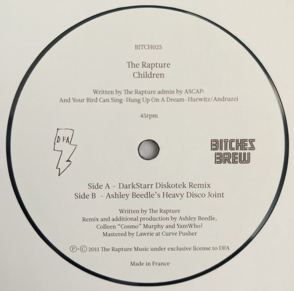 The Rapture - Children (DarkStarr Diskotek Remix) (Vinyl, 12", 45 RPM, Single, Limited Edition, Numbered) Very Good Plus (VG+) / Very Good (VG)