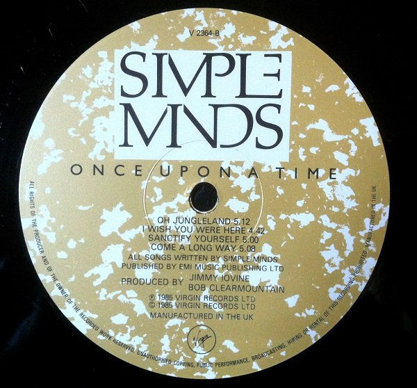 Simple Minds - Once Upon A Time (Vinyl, LP, Album, Stereo) Very Good (VG) / Very Good Plus (VG+)