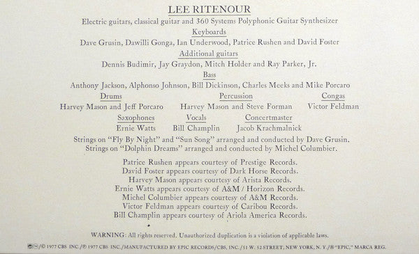 Lee Ritenour - Captain Fingers (Vinyl, LP, Album, Reissue, Stereo) Very Good (VG) / Very Good (VG)