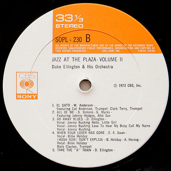 Duke Ellington And His Orchestra - Jazz At The Plaza Vol. II (Vinyl, LP, Stereo) Very Good Plus (VG+) / Very Good Plus (VG+)