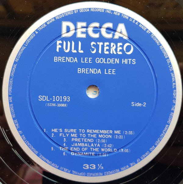 Brenda Lee - Brenda Lee Golden Hits (Vinyl, LP, Compilation, Stereo) Good Plus (G+) / Good Plus (G+)