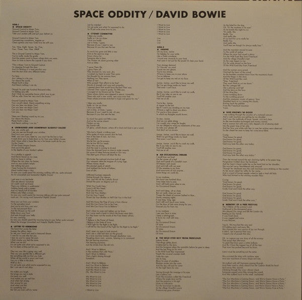 David Bowie - Space Oddity = スペイス・オディティ (Vinyl, LP, Album, Reissue, Stereo) Very Good Plus (VG+) / Good Plus (G+)