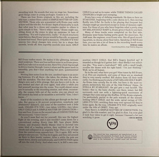 Bill Evans - A Simple Matter Of Conviction (Vinyl, LP, Album, Reissue, Stereo) Very Good (VG) / Good Plus (G+)
