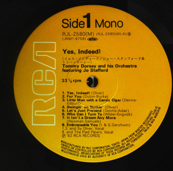 Tommy Dorsey And His Orchestra - Yes, Indeed! (Vinyl, LP, Compilation) Very Good Plus (VG+) / Very Good Plus (VG+)