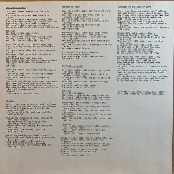 Bruce Springsteen - Darkness On The Edge Of Town (Vinyl, LP, Album, Stereo) Very Good Plus (VG+) / Very Good Plus (VG+)
