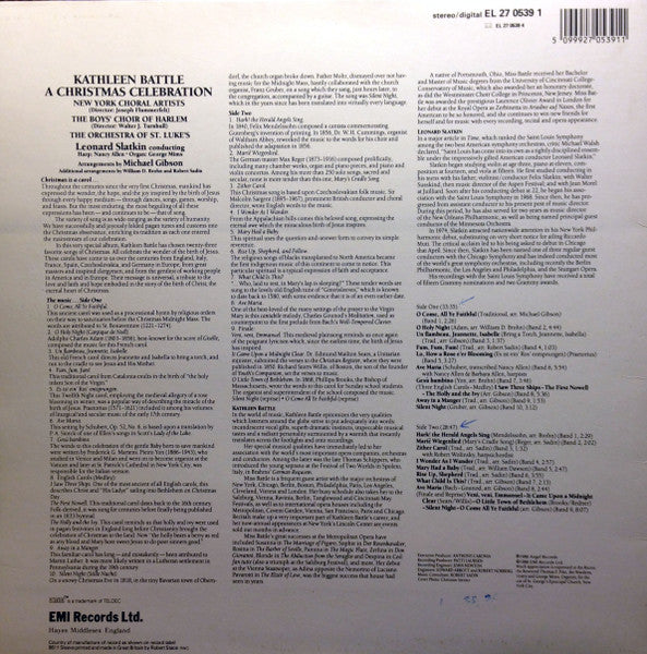 Kathleen Battle - A Christmas Celebration (Vinyl, LP) Very Good (VG) / Very Good (VG)