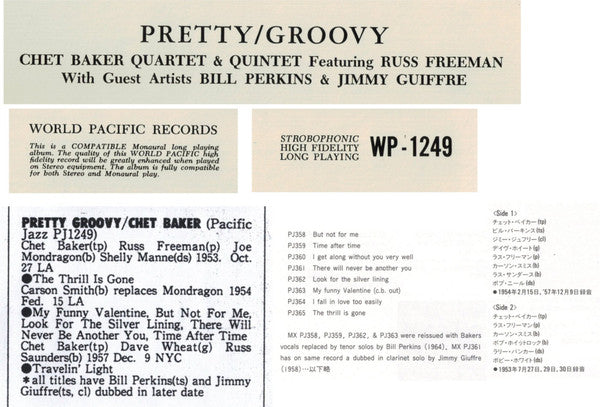 Chet Baker - Pretty/Groovy (Vinyl, LP, Compilation, Reissue, Mono) Near Mint (NM or M-) / Very Good Plus (VG+)