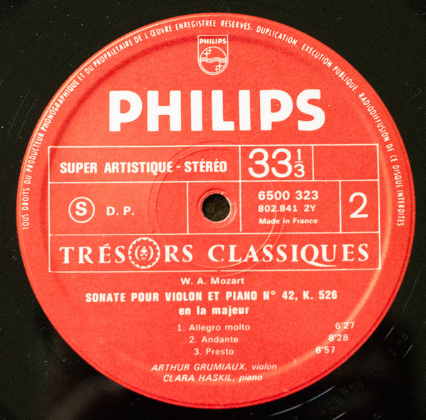 Wolfgang Amadeus Mozart - Sonates Pour Violon Et Piano Nº 40, K. 454 & Nº 42, K. 526 (Vinyl, LP, Reissue) Near Mint (NM or M-) / Very Good Plus (VG+)