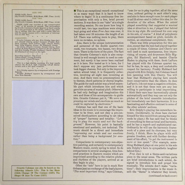 The Ornette Coleman Double Quartet - Free Jazz = フリー・ジャズ (Vinyl, LP, Album, Reissue, Stereo) Very Good Plus (VG+) / Very Good (VG)