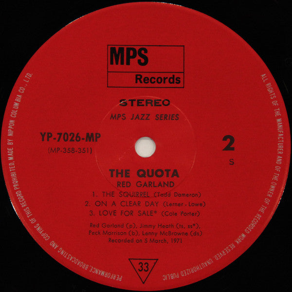 Red Garland - The Quota (Vinyl, LP, Album) Very Good Plus (VG+) / Very Good (VG)