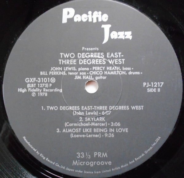 John Lewis (2) - Grand Encounter: 2 Degrees East - 3 Degrees West (Vinyl, LP, Album, Reissue, Mono) Good Plus (G+) / Very Good Plus (VG+)