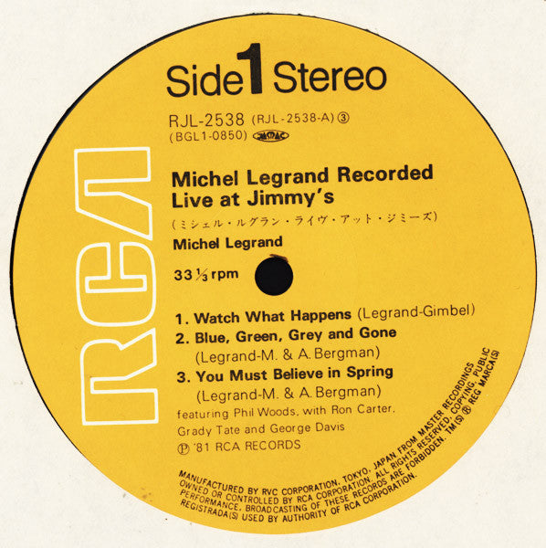 Michel Legrand - Recorded Live At Jimmy's (Vinyl, LP, Album, Reissue) Near Mint (NM or M-) / Near Mint (NM or M-)