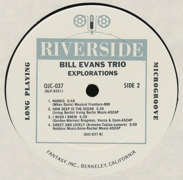 The Bill Evans Trio - Explorations (Vinyl, LP, Album, Reissue, Stereo) Very Good Plus (VG+) / Very Good (VG)