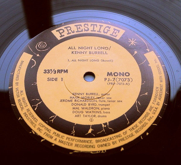 The Prestige All Stars - All Night Long (Vinyl, LP, Album, Misprint, Reissue, Mono) Very Good (VG) / Good Plus (G+)