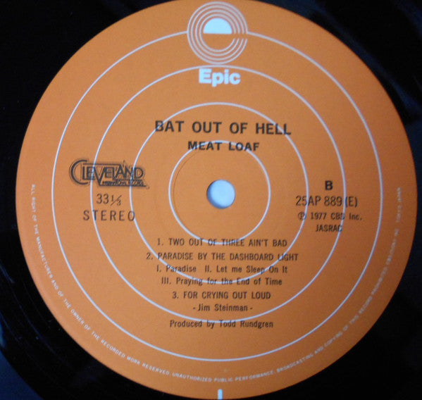 Meat Loaf - Bat Out Of Hell (Vinyl, LP, Album) Very Good (VG) / Very Good (VG)