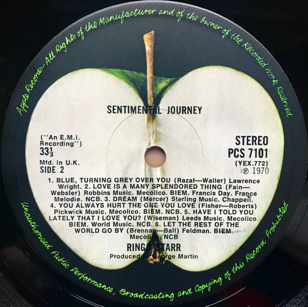 Ringo Starr - Sentimental Journey (Vinyl, LP, Album, Stereo) Good Plus (G+) / Very Good (VG)