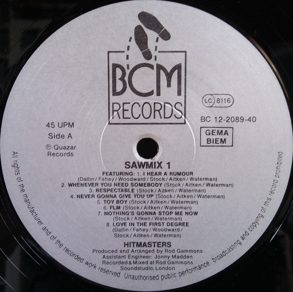 Hitmasters - Sawmix 1 (Vinyl, 12", Mixed, 45 RPM) Very Good Plus (VG+) / Very Good (VG)