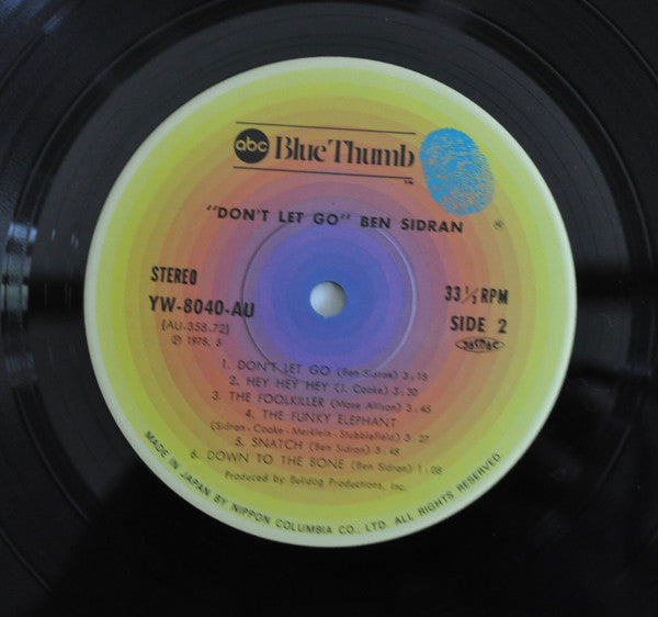 Ben Sidran - Don't Let Go (Vinyl, LP, Album, Limited Edition)