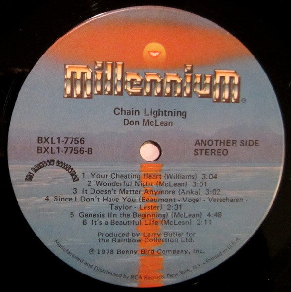 Don McLean - Chain Lightning (Vinyl, LP, Album, Stereo) Very Good (VG) / Very Good Plus (VG+)