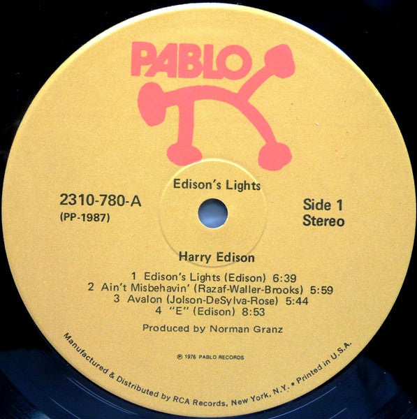 Harry Edison - Edison's Lights (Vinyl, LP, Album, Stereo) Very Good Plus (VG+) / Very Good (VG)