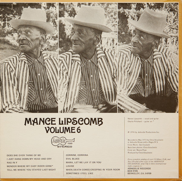 Mance Lipscomb - Mance Lipscomb Volume 6 (Vinyl, LP, Album) Very Good (VG) / Very Good (VG)