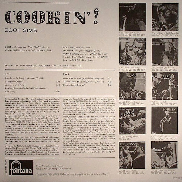 Zoot Sims - Cookin' (Vinyl, LP, Album, Remastered, Reissue, Limited Edition, Mono) Near Mint (NM or M-) / Near Mint (NM or M-)