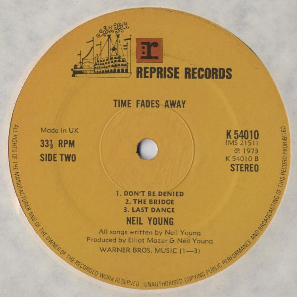 Neil Young - Time Fades Away (Vinyl, LP, Album) Very Good Plus (VG+) / Very Good (VG)