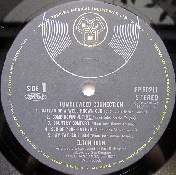 Elton John - Tumbleweed Connection (Vinyl, LP, Album, Reissue) Very Good Plus (VG+) / Very Good Plus (VG+)