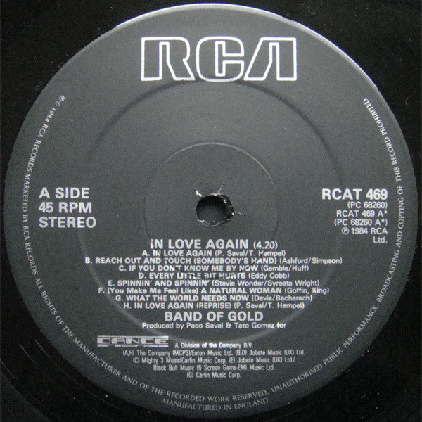 Band Of Gold - In Love Again (Vinyl, 12", 45 RPM) Very Good Plus (VG+) / Very Good (VG)