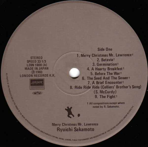 Ryuichi Sakamoto - Merry Christmas Mr. Lawrence = 戦場のメリー・クリスマス オリジナルサウンドトラック (Vinyl, LP, Stereo) Very Good Plus (VG+) / Very Good Plus (VG+)