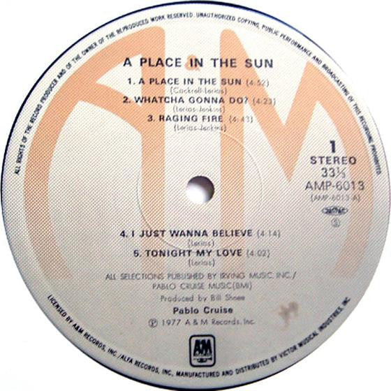Pablo Cruise - A Place In The Sun (Vinyl, LP, Album, Reissue, Stereo) Very Good Plus (VG+) / Very Good Plus (VG+)