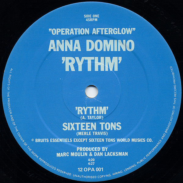Anna Domino - Rythm (Vinyl, 12", 45 RPM) Very Good Plus (VG+) / Very Good Plus (VG+)