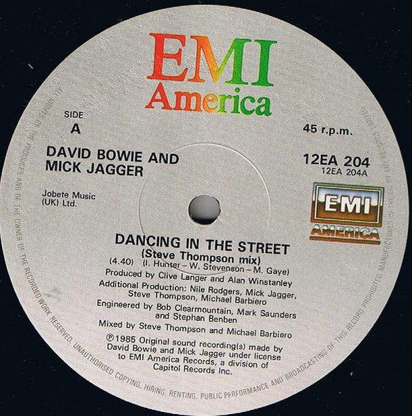 David Bowie - Dancing In The Street (Vinyl, 12", Single, 45 RPM) Very Good (VG) / Very Good Plus (VG+)