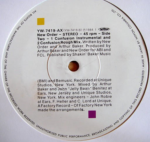 New Order - Confusion (Vinyl, 12", 45 RPM) Very Good Plus (VG+) / Very Good Plus (VG+)