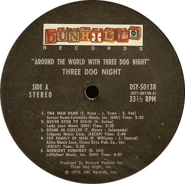 Three Dog Night - Around The World With Three Dog Night (2xVinyl, LP, Album, Stereo) Very Good Plus (VG+) / Very Good (VG)
