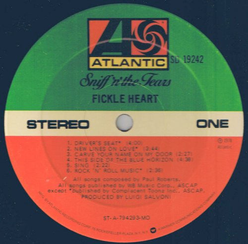 Sniff 'n' the Tears - Fickle Heart (Vinyl, LP, Album) Very Good (VG) / Very Good Plus (VG+)