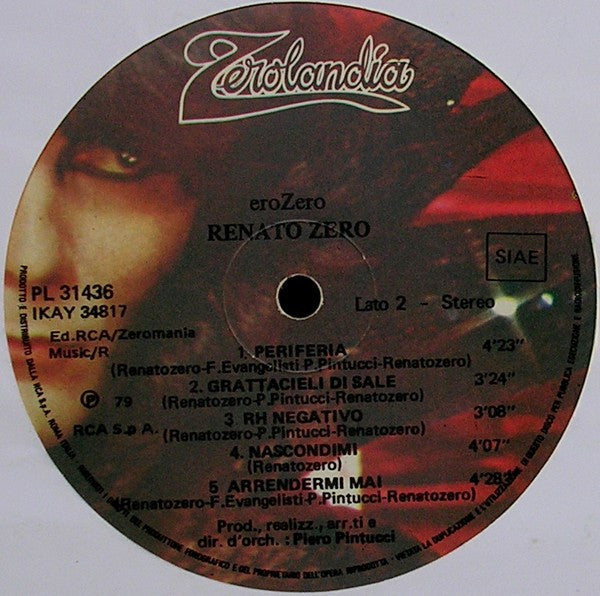 Renato Zero - EroZero (Vinyl, LP, Album, Stereo) Very Good Plus (VG+) / Very Good (VG)