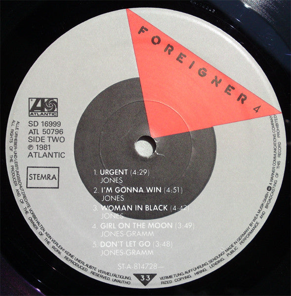 Foreigner - 4 (Vinyl, LP, Album) Very Good Plus (VG+) / Very Good (VG)