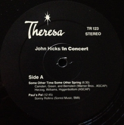John Hicks - In Concert (Vinyl, LP, Album) Very Good (VG) / Very Good Plus (VG+)