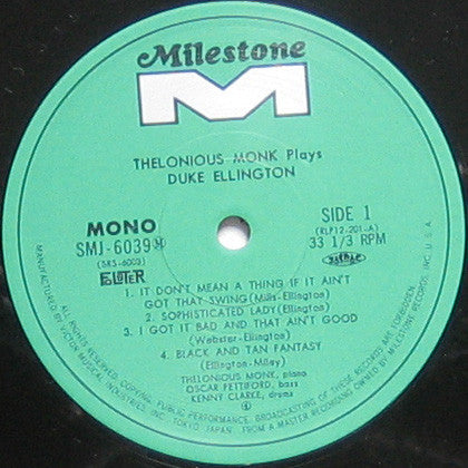 Thelonious Monk - Thelonious Monk Plays Duke Ellington (Vinyl, LP, ...