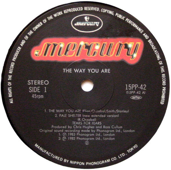 Tears For Fears - The Way You Are (Vinyl, 12", 45 RPM, EP, Stereo) Very Good Plus (VG+) / Very Good Plus (VG+)
