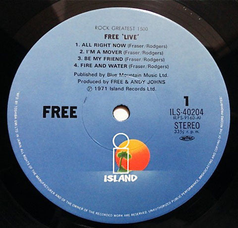 Free - Free Live (Vinyl, LP, Album, Reissue) Very Good Plus (VG+) / Good Plus (G+)