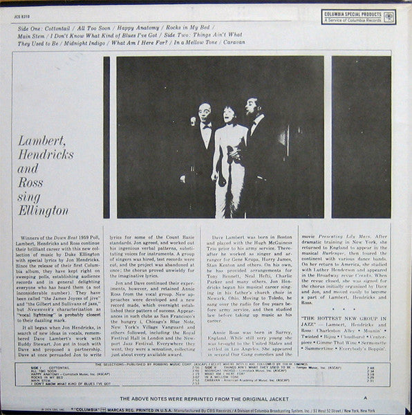 Lambert, Hendricks & Ross - Sing Ellington (Vinyl, LP, Reissue) Very Good Plus (VG+) / Very Good (VG)