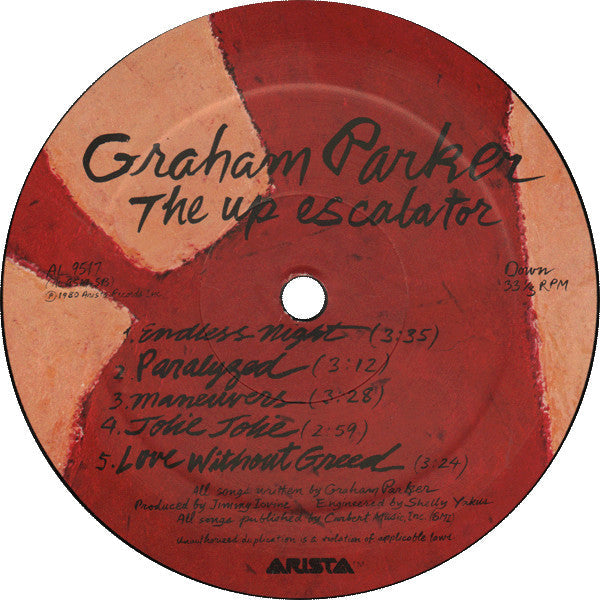 Graham Parker - The Up Escalator (Vinyl, LP, Album) Very Good Plus (VG+) / Very Good Plus (VG+)