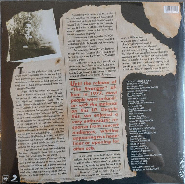 Billy Joel - Songs In The Attic (Vinyl, LP, Album, Reissue, Stereo) Very Good Plus (VG+) / Near Mint (NM or M-)