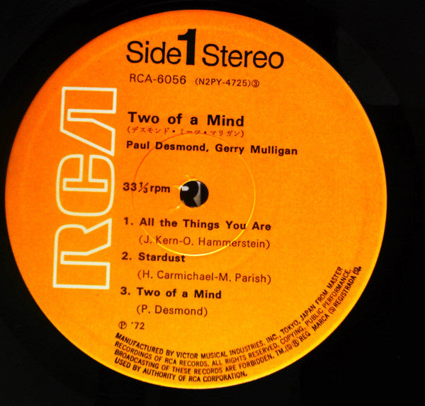 Paul Desmond - Two Of A Mind (Vinyl, LP, Album, Reissue, Stereo) Good Plus (G+) / Very Good (VG)