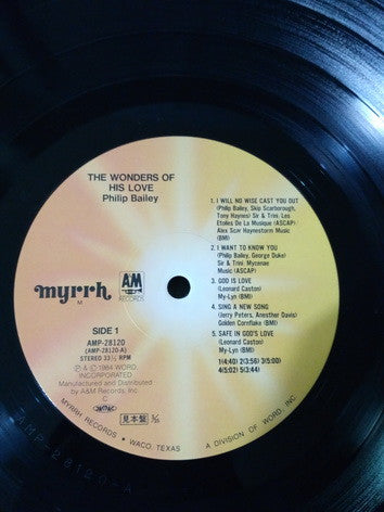 Philip Bailey - The Wonders Of His Love (Vinyl, LP, Album, Promo) Very Good Plus (VG+) / Very Good (VG)