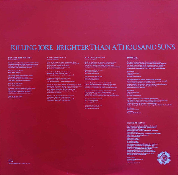 Killing Joke - Brighter Than A Thousand Suns (Vinyl, LP, Album, Promo) Very Good Plus (VG+) / Very Good (VG)