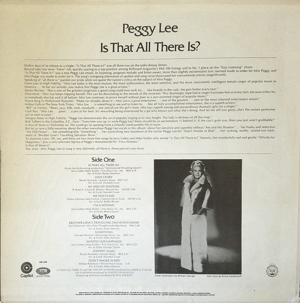 Peggy Lee - Is That All There Is? (Vinyl, LP, Album, Reissue) Near Mint (NM or M-) / Very Good Plus (VG+)